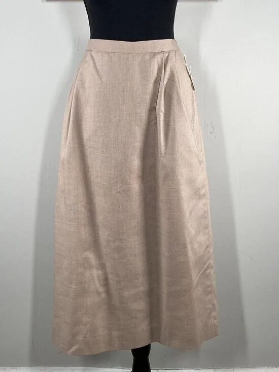 Vintage Cross Country Midi A-Line Skirt Women's 16 Taupe Linen Blend VTG USA NWT - Picture 1 of 11